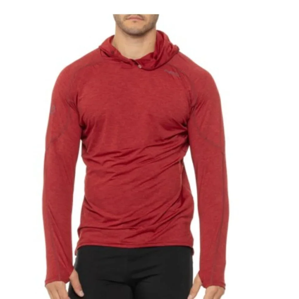 NRS Men's XL Silkweight Hooded Shirt - UPF 50+ Long Sleeve T-Shirt Red Vino NWT